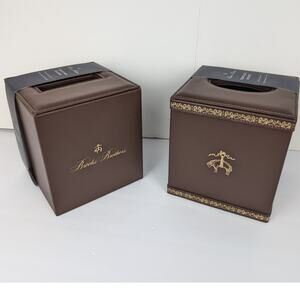 Brooks Brothers Sheep Tissue Box Holder Leather Old Money Equestrian Preppy NWT